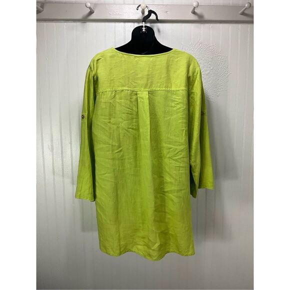 COMPANY ELLEN TRACY 100% Linen High Low Tunic Shirt - Picture 3 of 6